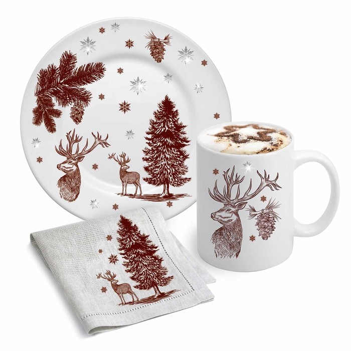 Переводки на посуду (холодная деколь) «Зимний лес», 12 × 14 см