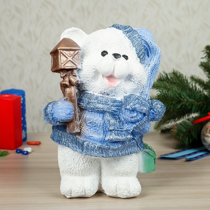 Статуэтка "Медведь с фонарём", малая, микс