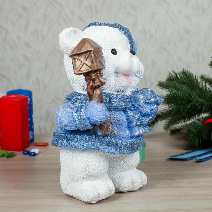 Статуэтка "Медведь с фонарём", малая, микс