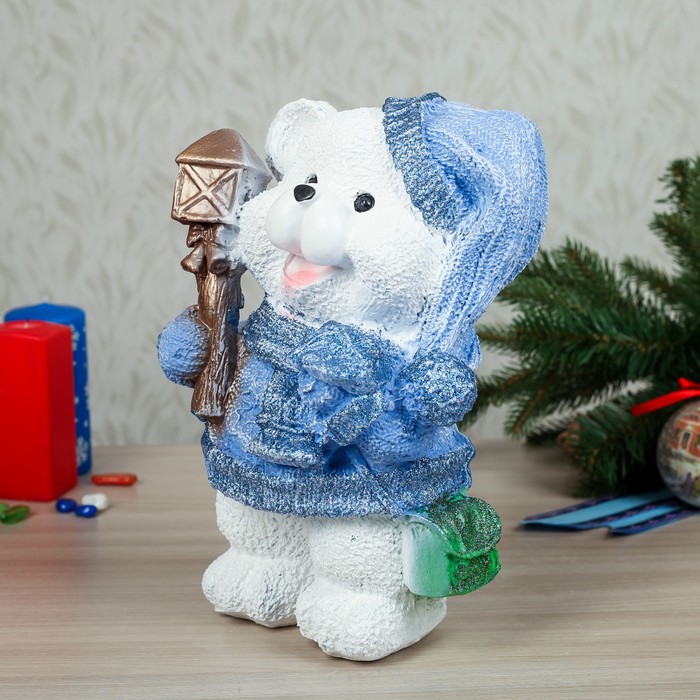 Статуэтка "Медведь с фонарём", малая, микс