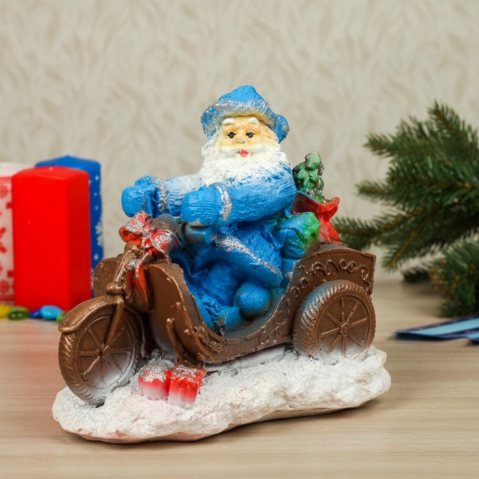Статуэтка "Дед Мороз на мотоцикле", микс