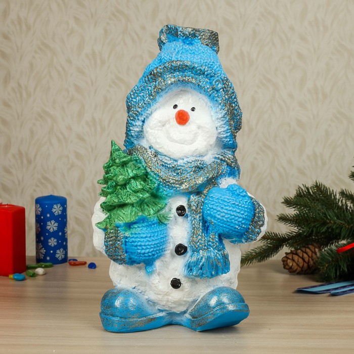 Статуэтка "Снеговик с ёлкой", микс, большая