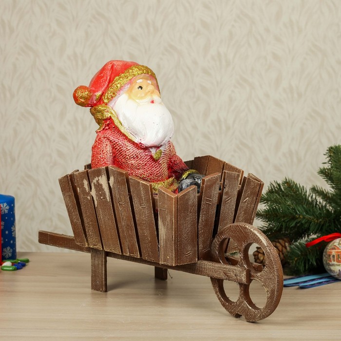 Статуэтка "Санта в тачке", красная