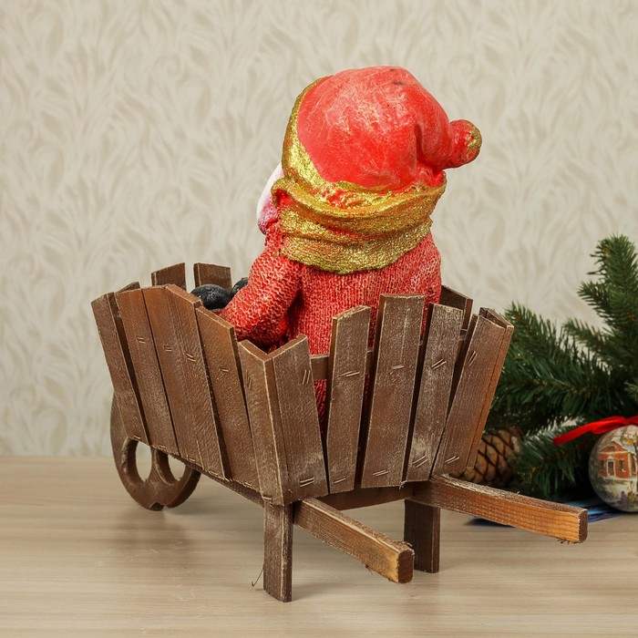 Статуэтка "Санта в тачке", красная