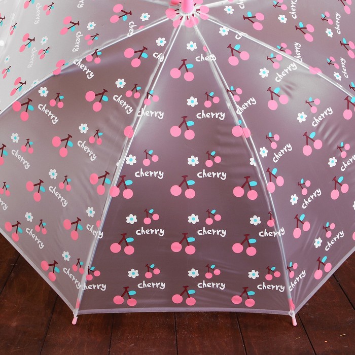 Зонт детский "Вишенки", полуавтоматический, r=45см, цвет розовый