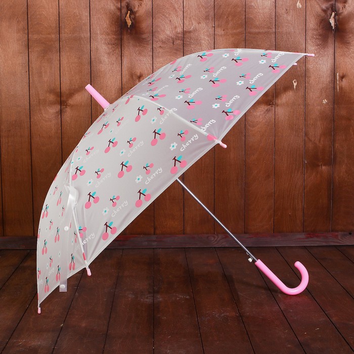 Зонт детский "Вишенки", полуавтоматический, r=45см, цвет розовый