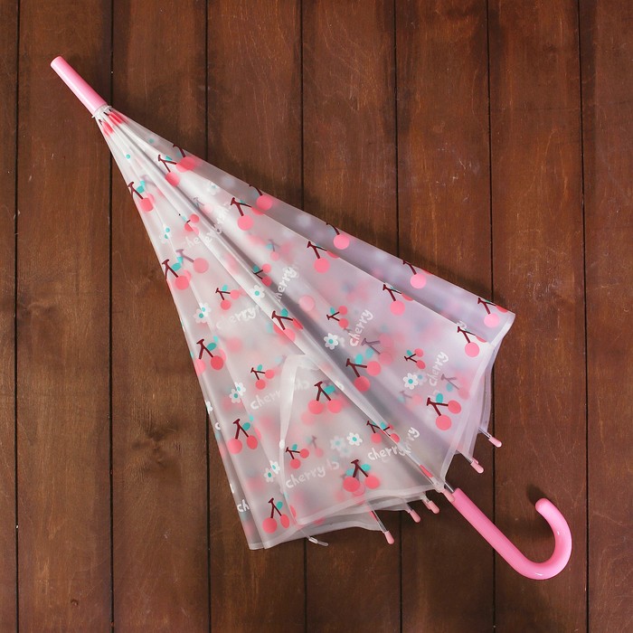 Зонт детский "Вишенки", полуавтоматический, r=45см, цвет розовый