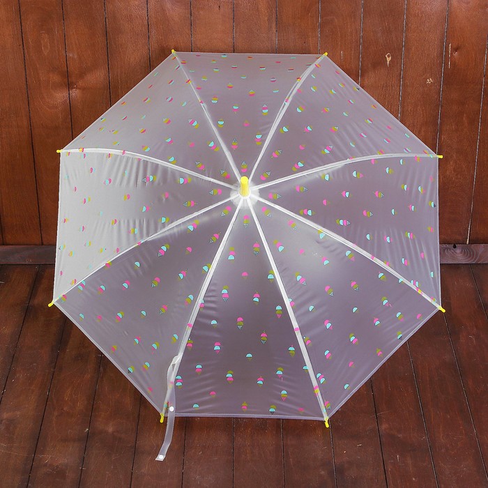 Зонт детский полуавтоматический "Мороженое", r=44см, цвет жёлтый