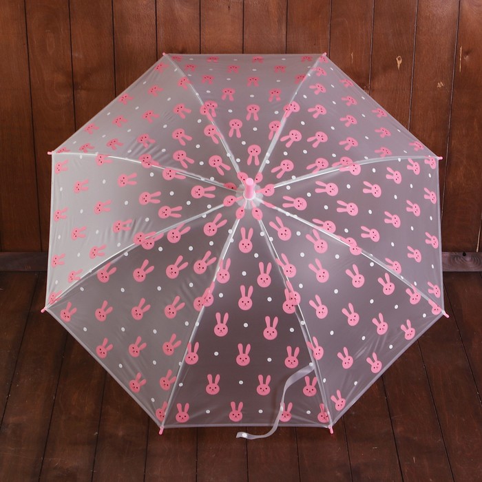 Зонт детский "Зайчики", полуавтоматический, r=44см, цвет розовый/прозрачный
