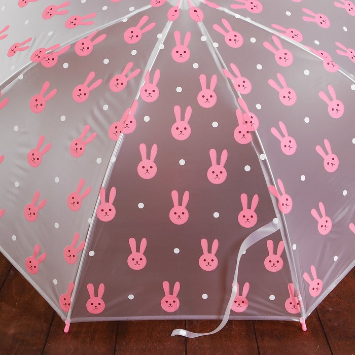 Зонт детский "Зайчики", полуавтоматический, r=44см, цвет розовый/прозрачный