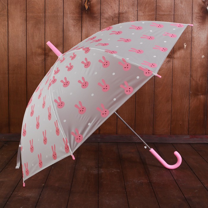Зонт детский "Зайчики", полуавтоматический, r=44см, цвет розовый/прозрачный