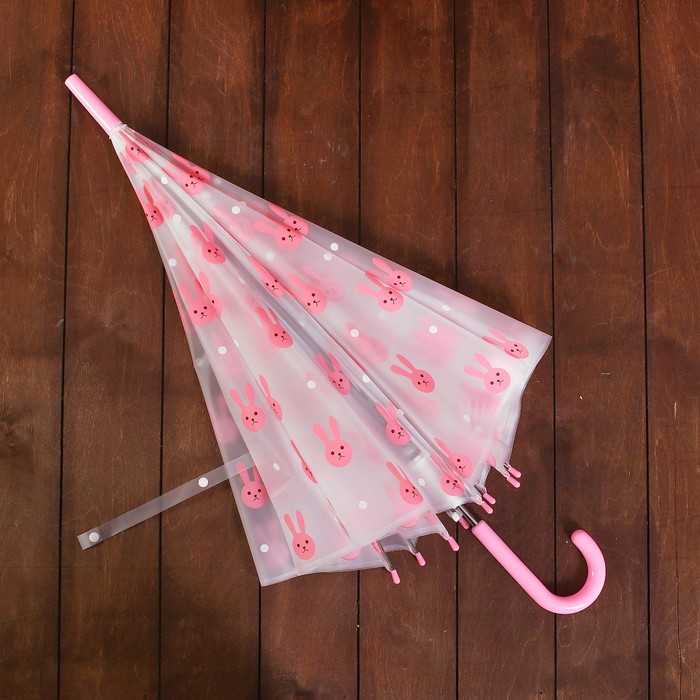 Зонт детский "Зайчики", полуавтоматический, r=44см, цвет розовый/прозрачный