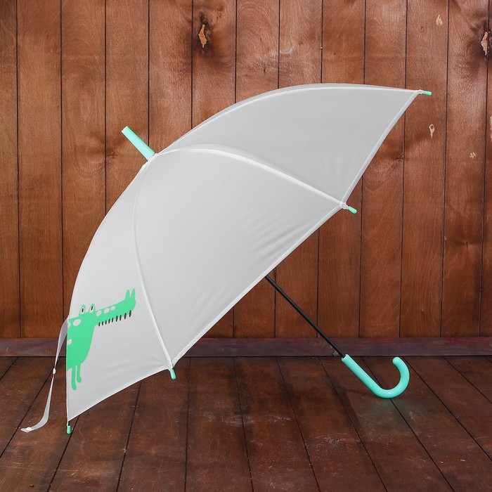 Зонт детский полуавтоматический "Крокодил", r=44,5см, цвет прозрачный/зелёный