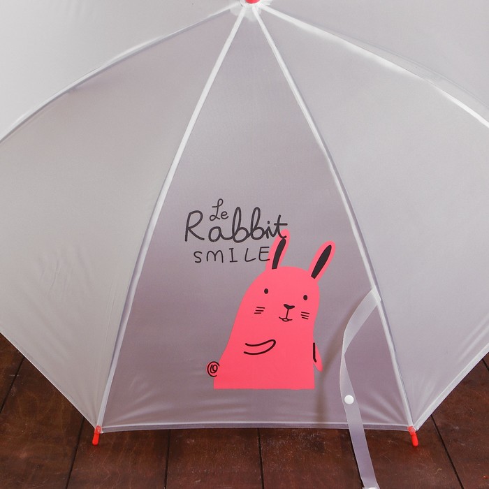 Зонт детский "Улыбающийся заяц", полуавтоматический, r=44см, цвет розовый