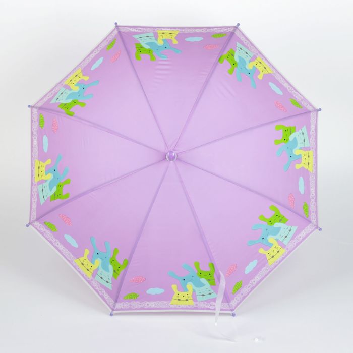 Зонт детский "Зайчики", со свистком, полуавтоматический, r=40см, цвет сиреневый