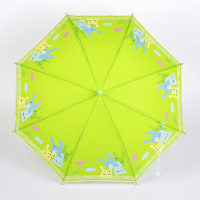 Зонт детский полуавтоматический "Зайчики", r=40см, со свистком, цвет салатовый
