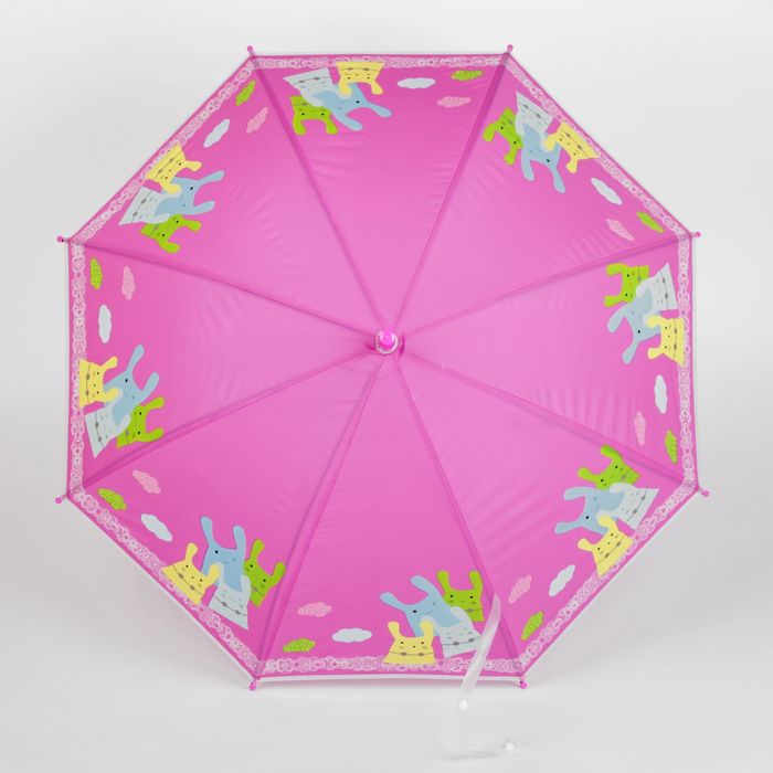Зонт детский полуавтоматический "Зайчики", r=40см, со свистком, цвет розовый