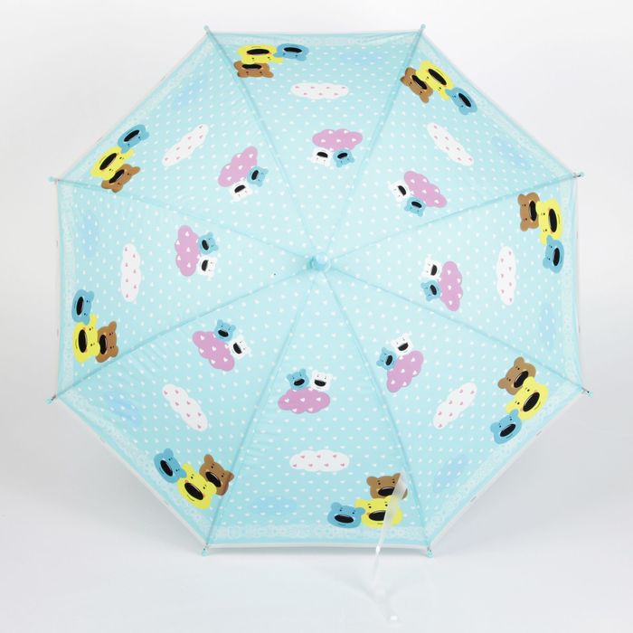 Зонт детский полуавтоматический "Мишки", r=40см, со свистком, цвет голубой