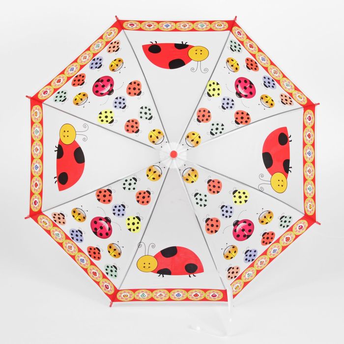 Зонт детский "Божьи коровки", полуавтоматический, со свистком, r=40см, цвет красный