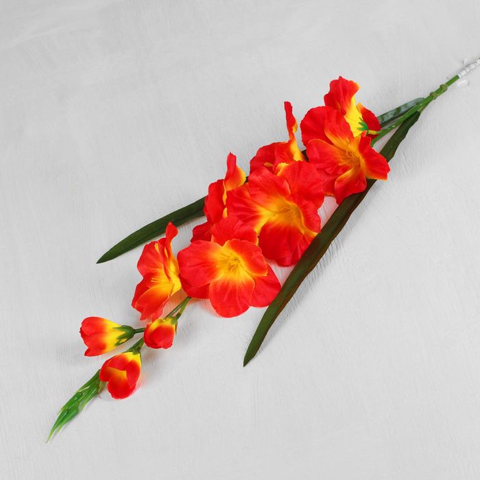 Цветы искусственные "Монтбреция" 9*70 см, красно-жёлтая