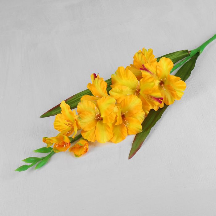 Цветы искусственные "Гладиолус Графиня" 10*90 см, жёлтый