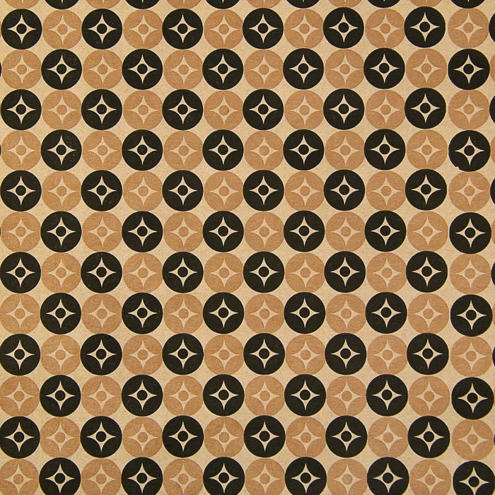 Бумага упаковочная крафт "Золотые и черные круги", 0.6 х 10 м