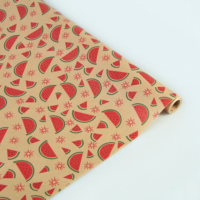 Бумага упаковочная крафт "Арбузы", 0.6 х 10 м