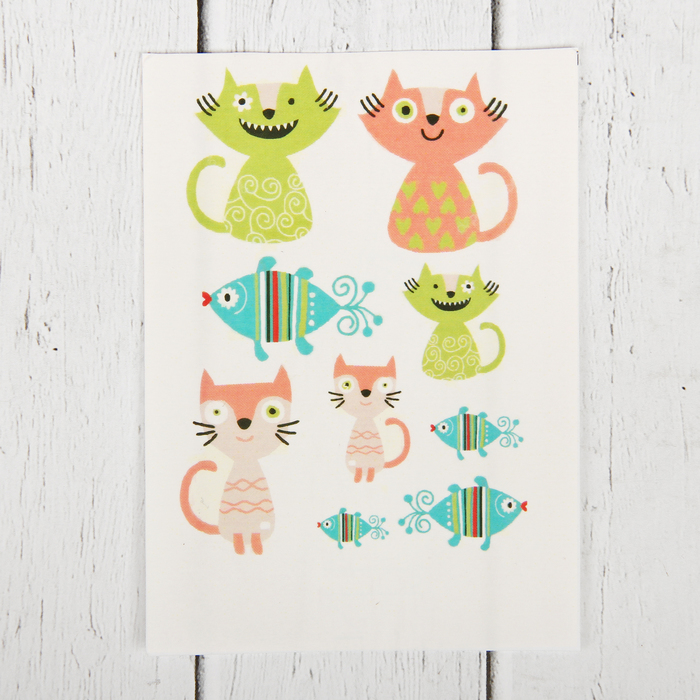 Термоаппликации для кукольной одежды "Котики и рыбки"