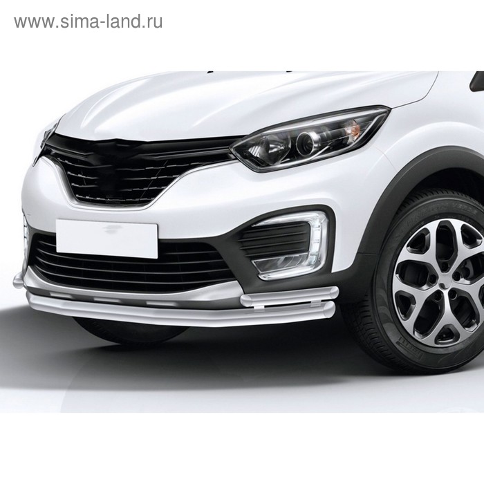 фото Защита переднего бампера d57+d42 rival для renault kaptur 2016-2020, нерж. сталь, r.4704.001