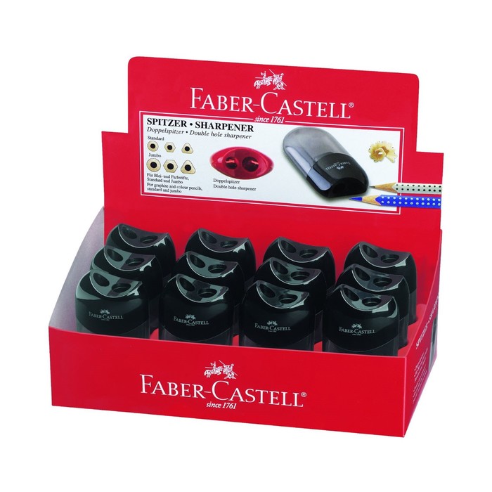 Точилка Faber-Castell с контейнером 2 отверстия, черный 183500
