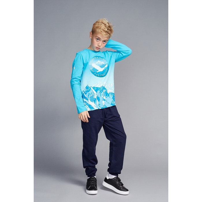 Джемпер для мальчика трикотажный, рост 140-146 см, цвет голубой 21021704/0838