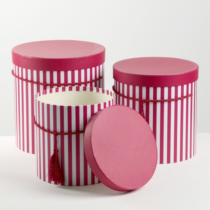 Набор коробок 3в1 "Полоски", красный, 24 х 24 х 26 - 19 х 19 х 20 см