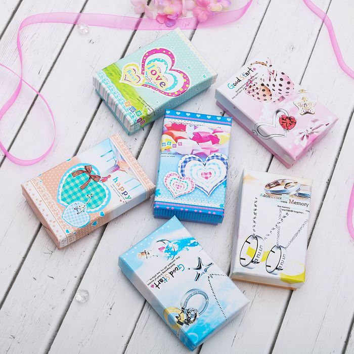 Коробочка подарочная под набор "Джевелри", 5*8*3,5, цвет МИКС, вставка белая