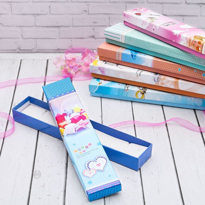 Коробочка подарочная под браслет/цепочку/часы "Джевелри", 21*4*3, цвет МИКС, вставка белая