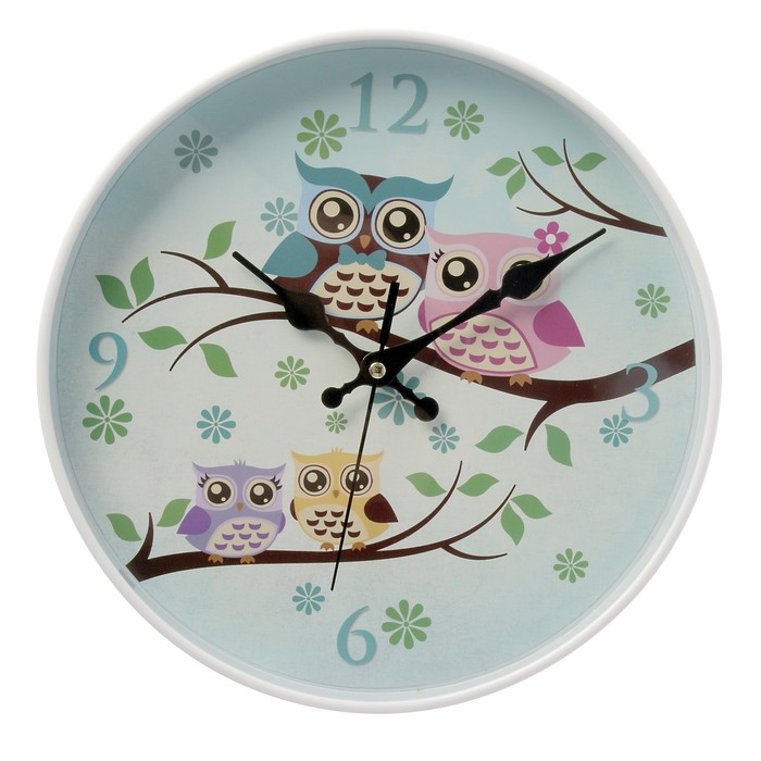 Часы настенные детские "Совушки", циферблат d=30 см микс