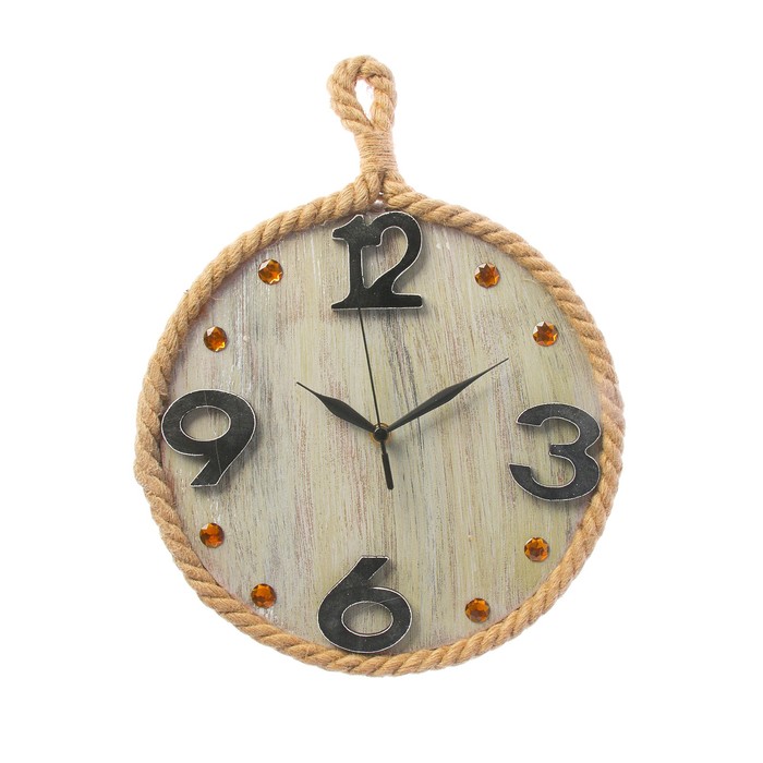 Часы настенные, на петле, на циф-те янтарные стразы, текстильные, d=31 см