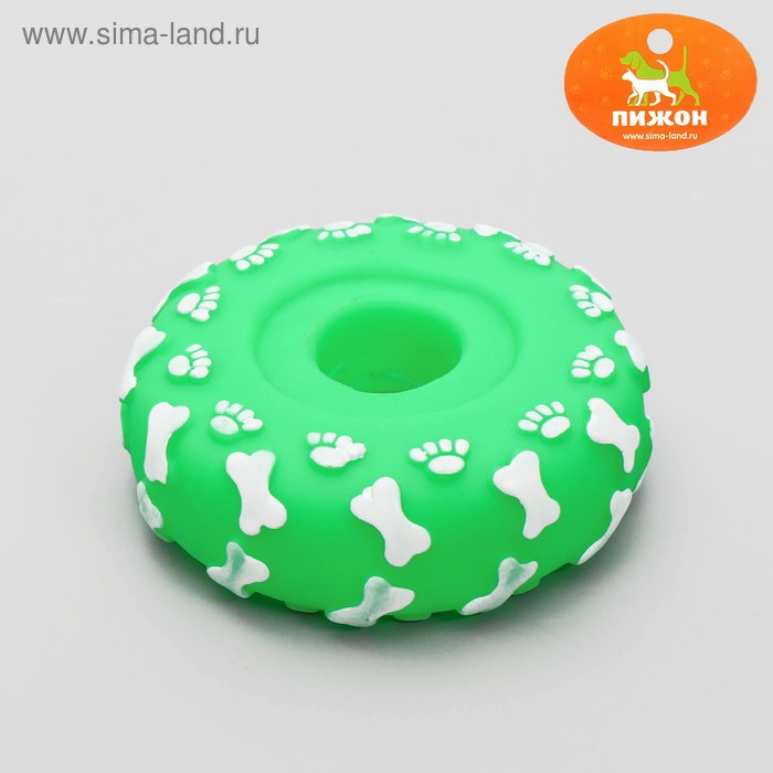 фото Игрушка пищащая "колесо большое" для собак, 12 см, микс цветов пижон