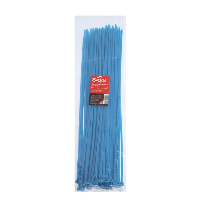 Хомут нейлоновый TUNDRA krep, для стяжки, 4.8х400 мм, цвет синий, в упаковке 100 шт.