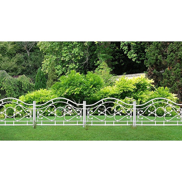 Ограждение декоративное, 62 х 106 см, 3 секции, пластик, белый, «Кипр-1»