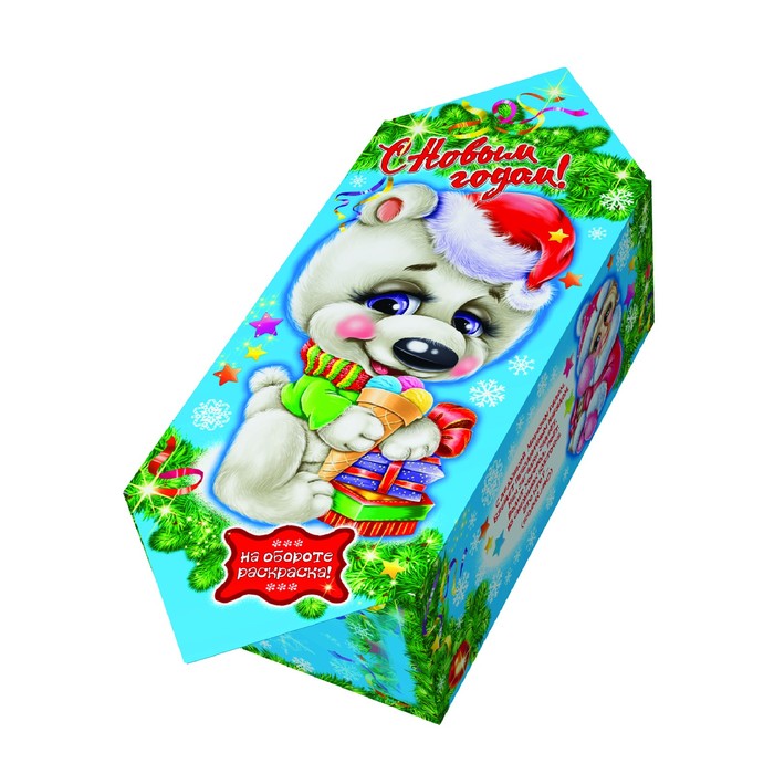 Подарочная коробка "Мишка белый", конфета большая, сборная, 9,8 х 7 х 17,8 см