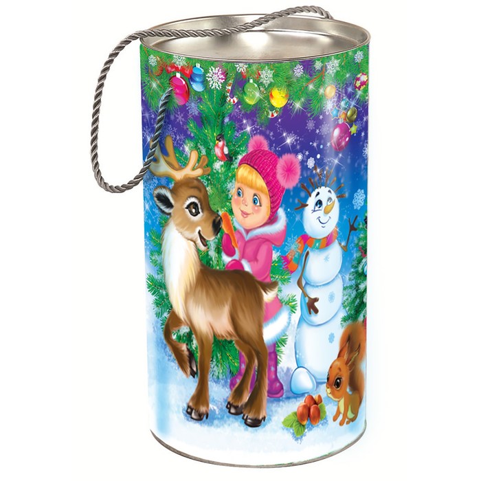 Подарочная коробка-тубус "Олешка с детьми", 12 х 22 см