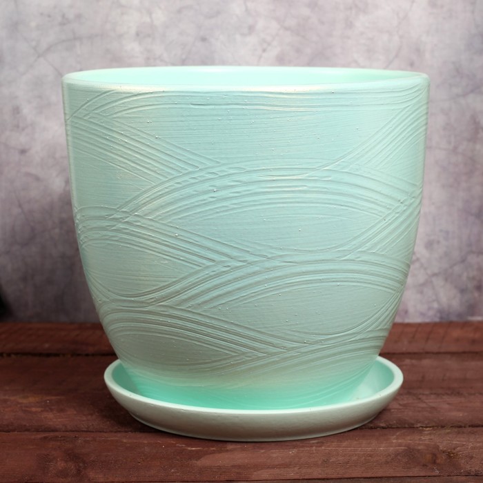 Горшок цветочный "Волна" бирюза №6 Высокий овал 8,5л