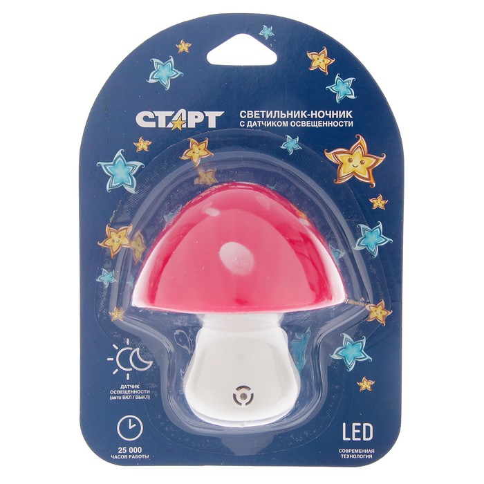 Ночник СТАРТ  NL 1LED "Гриб" красный 0,5Вт