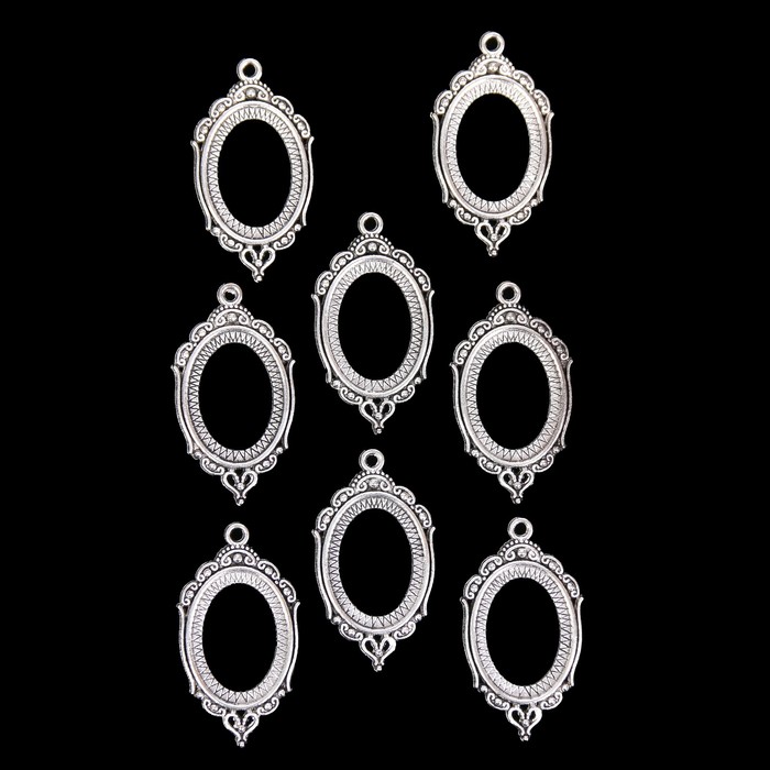 Основы для камей металл "Элегия" набор 8 шт внутр. р-р 1,8х2,5 см 3,7х2,4 см