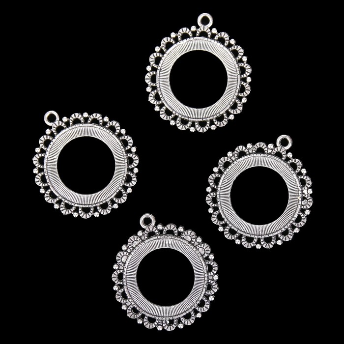 Основы для камей металл "Цветок" набор 4 шт внутр. р-р 3х3 см 4,5х4,5 см