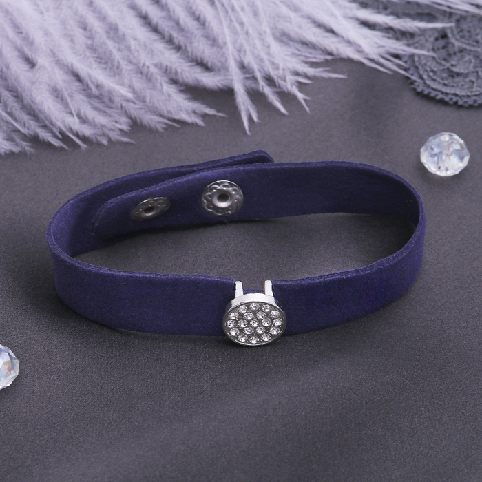 Браслет кожа "Замшевый стиль" круг, цвет фиолетовый в серебре