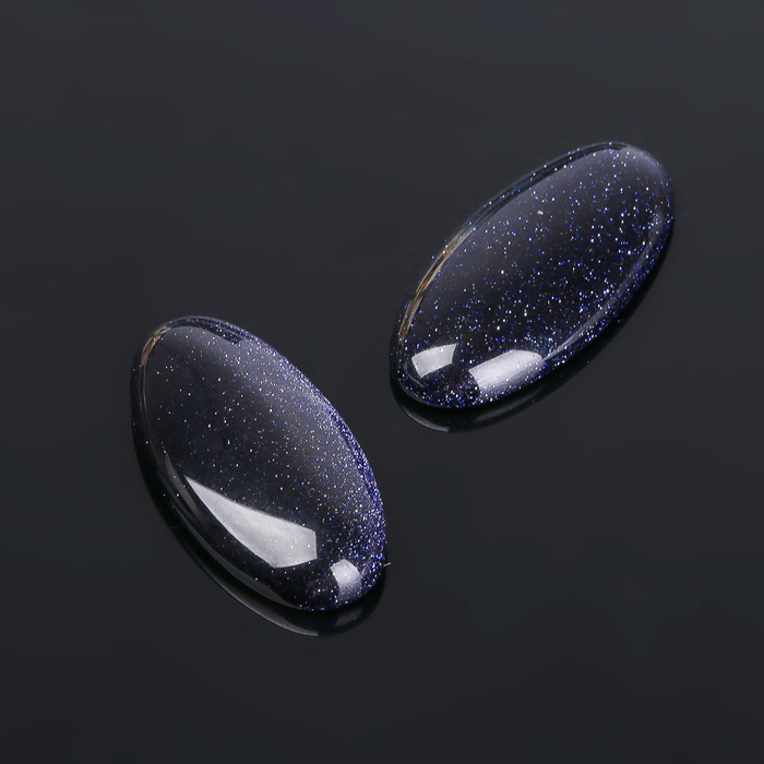 Кабошон "Авантюрин синий" овал 14*29мм (набор 2шт)