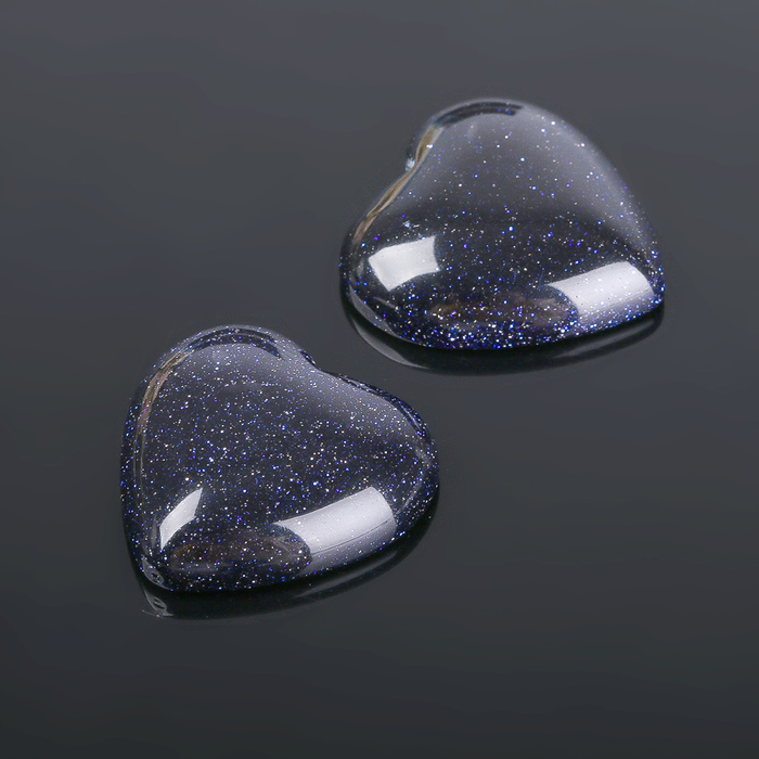 Кабошон "Авантюрин синий" сердце 20*20мм (набор 2шт)