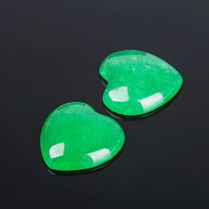 Кабошон "Хризопраз" сердце 20*20мм (набор 2шт)
