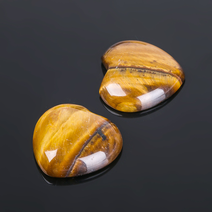Кабошон "Тигровый глаз" сердце 20*20мм (набор 2шт)